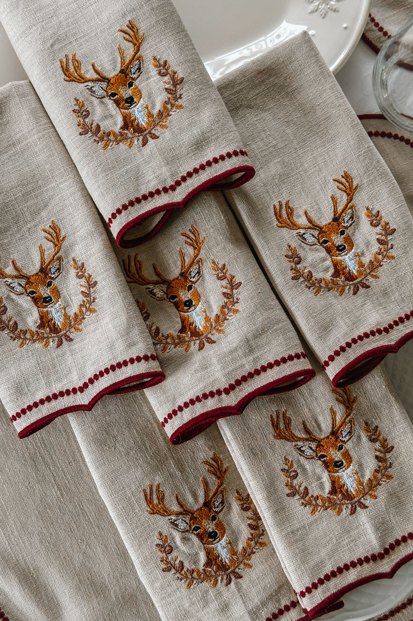 Conjunto Guardanapos ondulados Cervo - 6 unidades