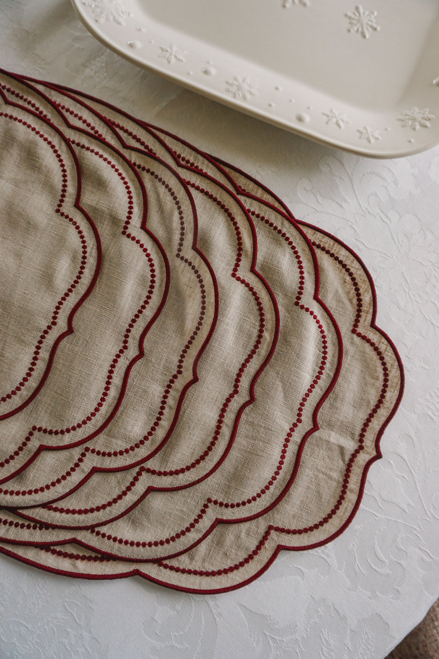 Conjunto 6 Individuais ondulados Bege - Taupe