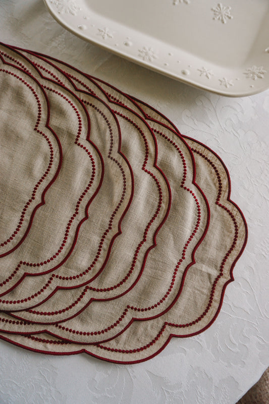 Conjunto 6 Individuais ondulados Bege - Taupe