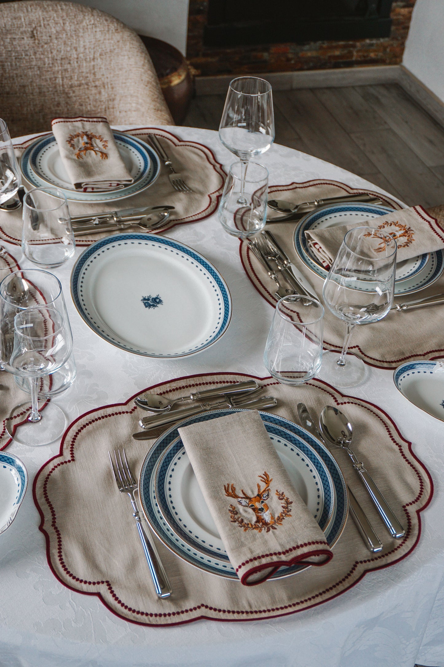 Conjunto 6 Individuais ondulados Bege - Taupe