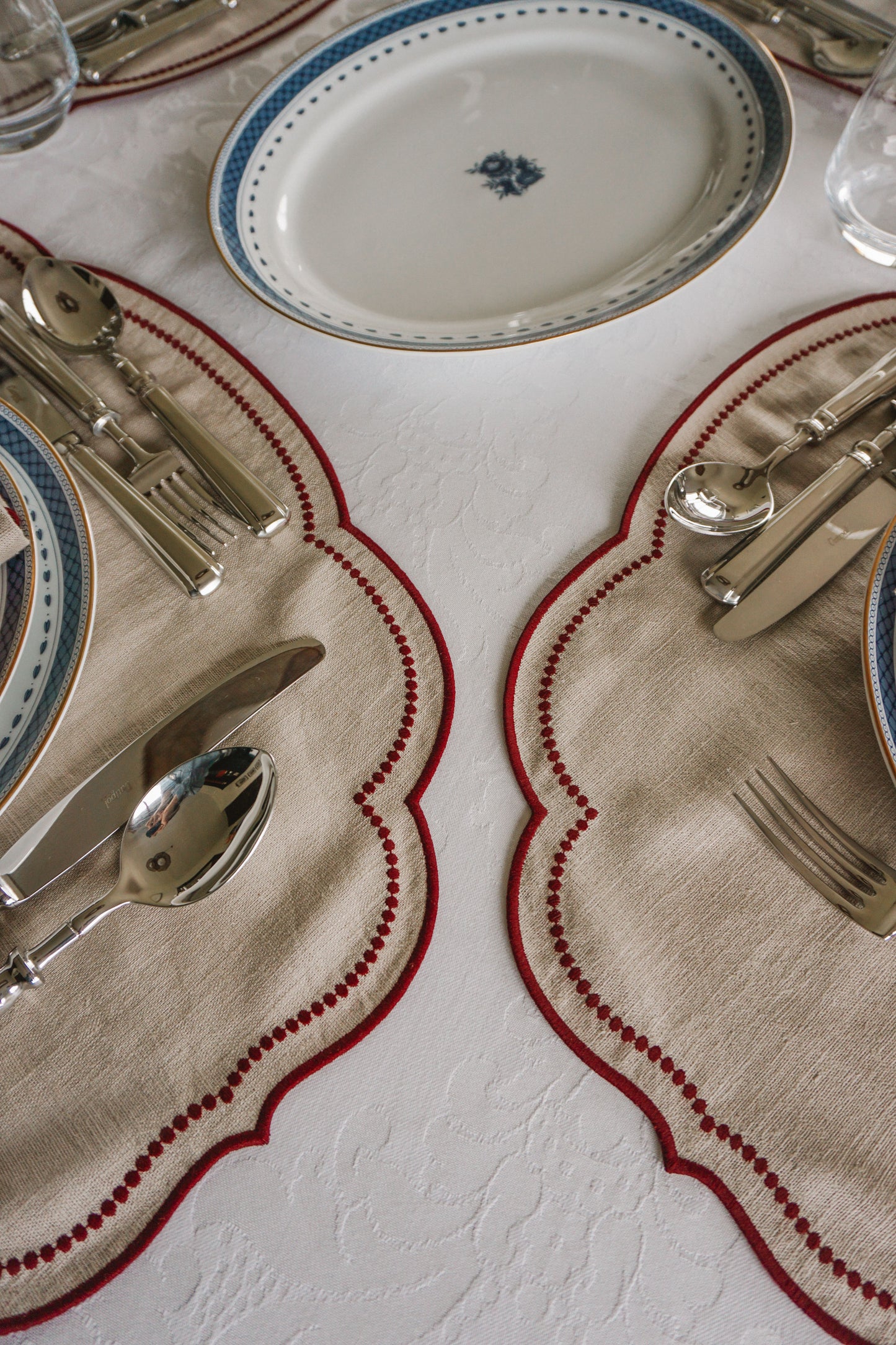 Conjunto 6 Individuais ondulados Bege - Taupe