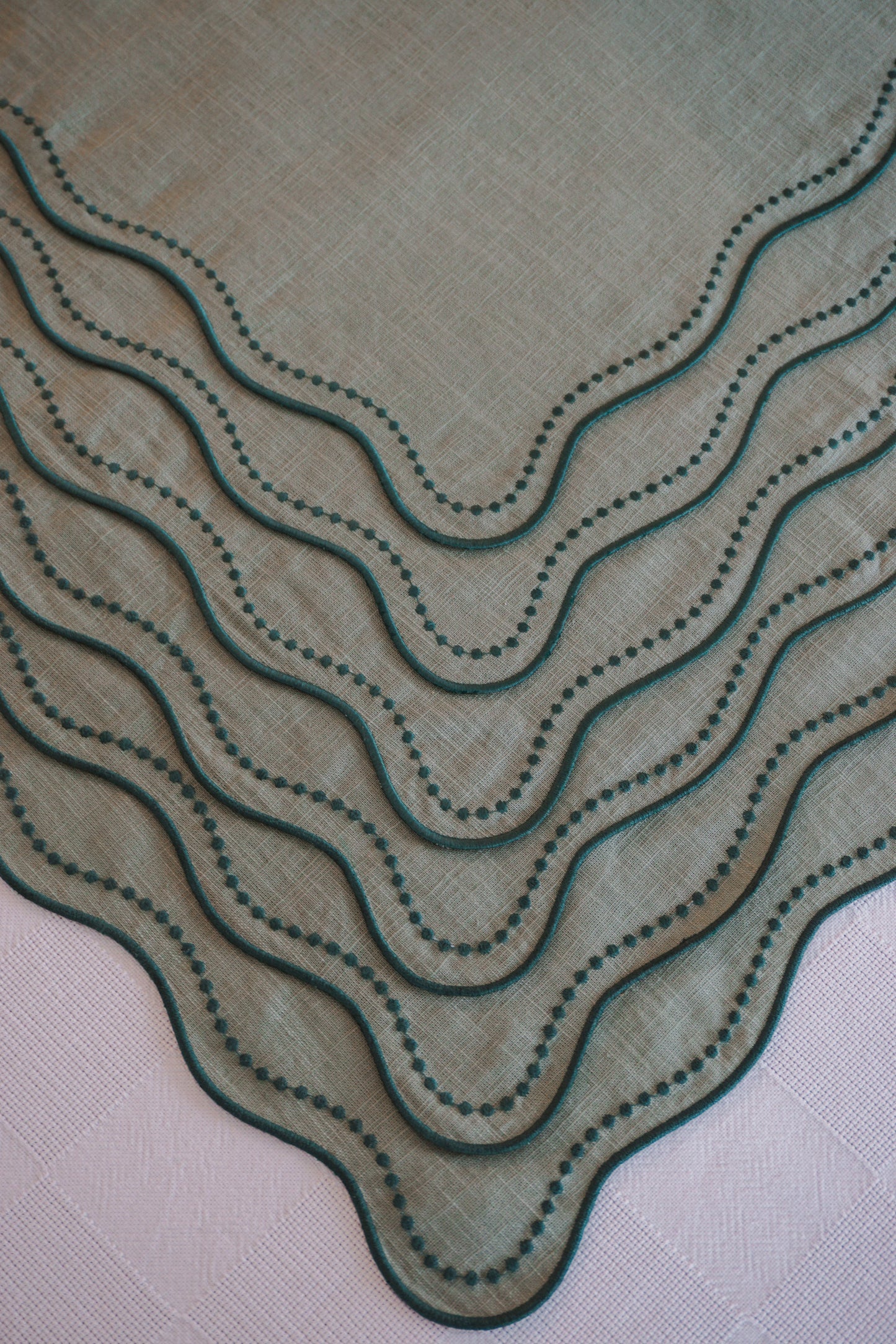 Conjunto 6 Individuais ondulados Verde-Sálvia