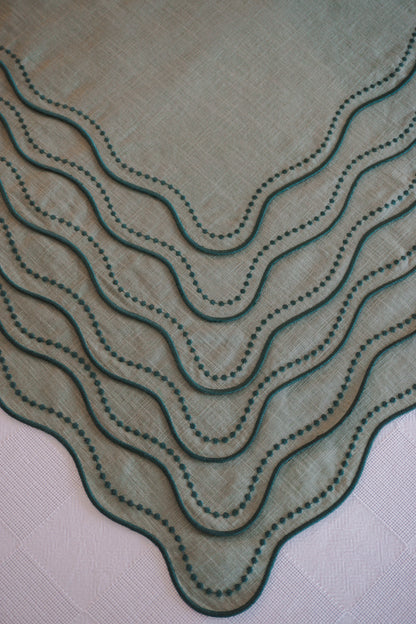 Conjunto 6 Individuais ondulados Verde-Sálvia